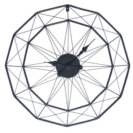Geometrisk vægur i sort metaltråd