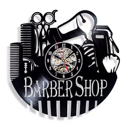 Vinylplade ur til barbershop frisør gave
