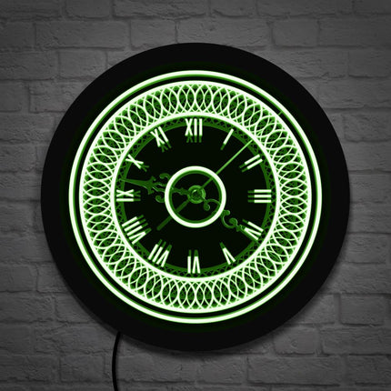 Dekorativt LED vægur med ornamenter