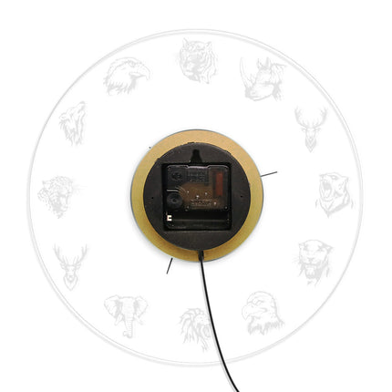 Rundt LED vægur med vilde dyr