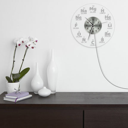Periodisk system vægur med LED-lys