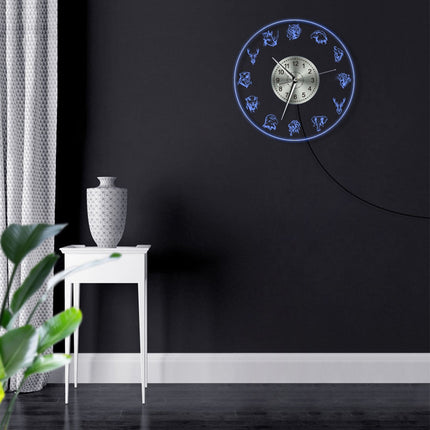 Rundt LED vægur med vilde dyr