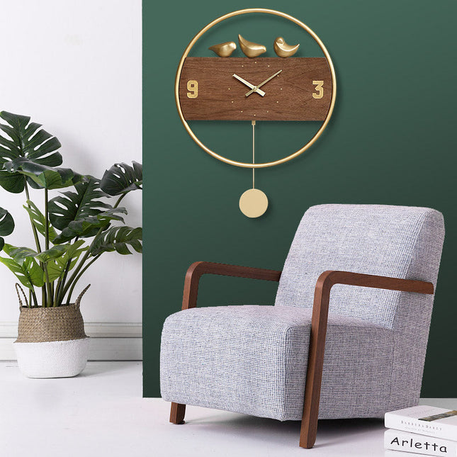 Nordisk design vægur med fugle pendul