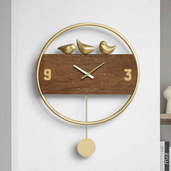 Nordisk design vægur med fugle pendul