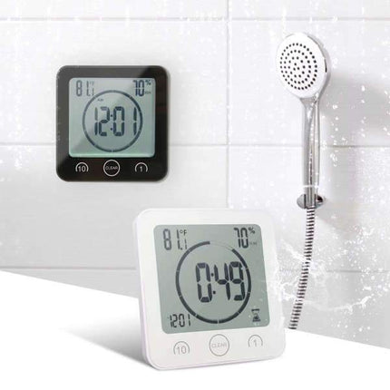 Vandtæt badeværelsesur med digital timer