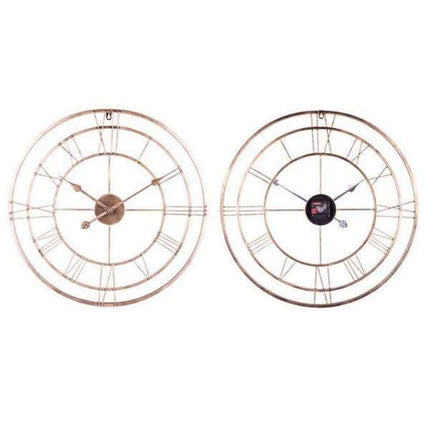 Stort metal vægur med dobbelt cirkel