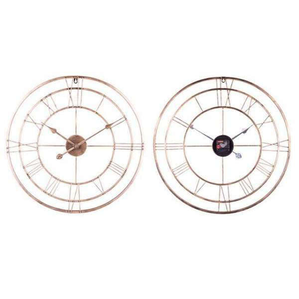 Stort metal vægur med dobbelt cirkel