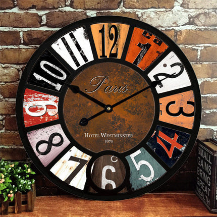 Stort vintage industrielt vægur 60 cm