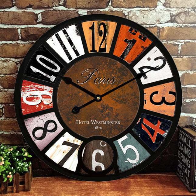 Stort vintage industrielt vægur 60 cm