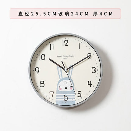 Rundt vægur med sød kanin