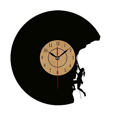 Vinyl ur med bjergklatring silhuet