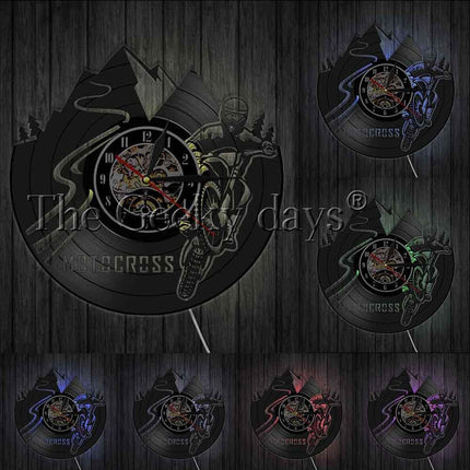 Motorcykel vægur af vinylplade design