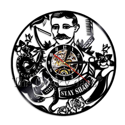 Barbershop vægur lavet af vinylplade