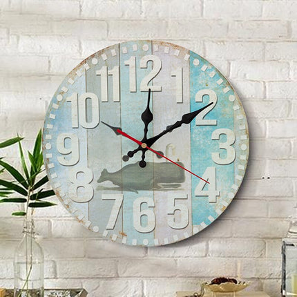 Originalt vægur i træ med ugler