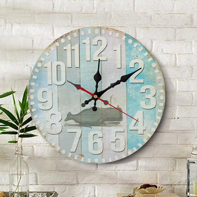 Originalt vægur i træ med ugler