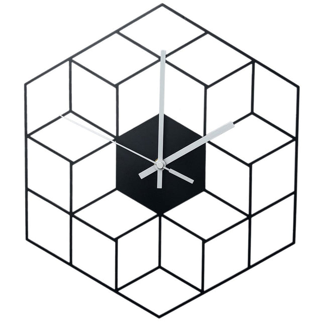 Geometrisk vægur med 3D terning mønster