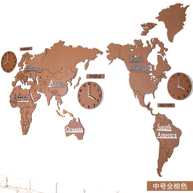 Stort verdenskort vægur med tidszoner