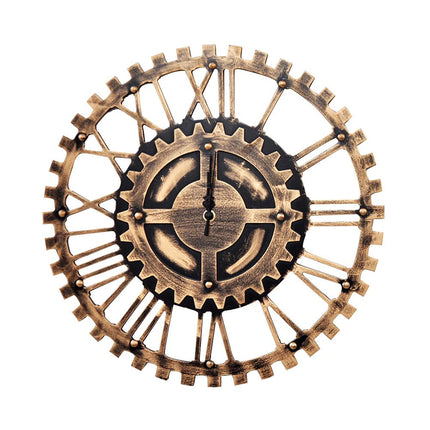 Stort vintage vægur med tandhjul