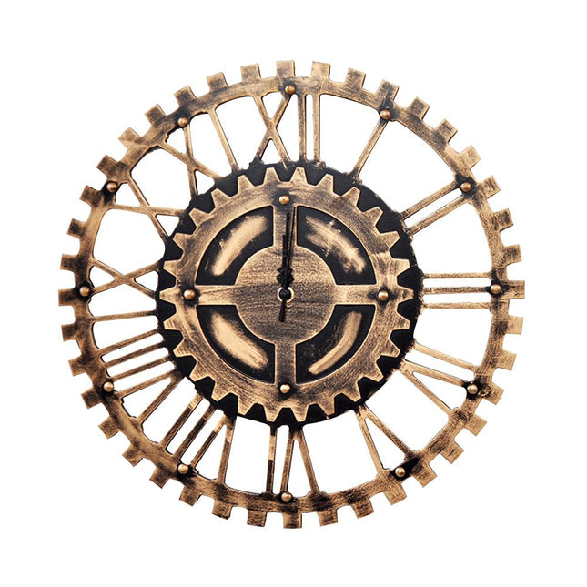 Stort vintage vægur med tandhjul