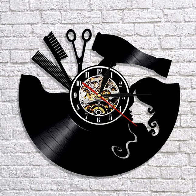 Barbershop dekoration vinylplade ur