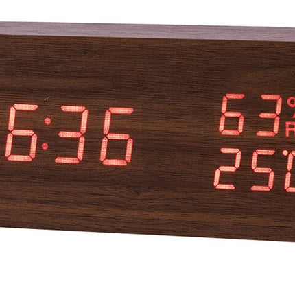 Digitalt bordur i træ med termometer