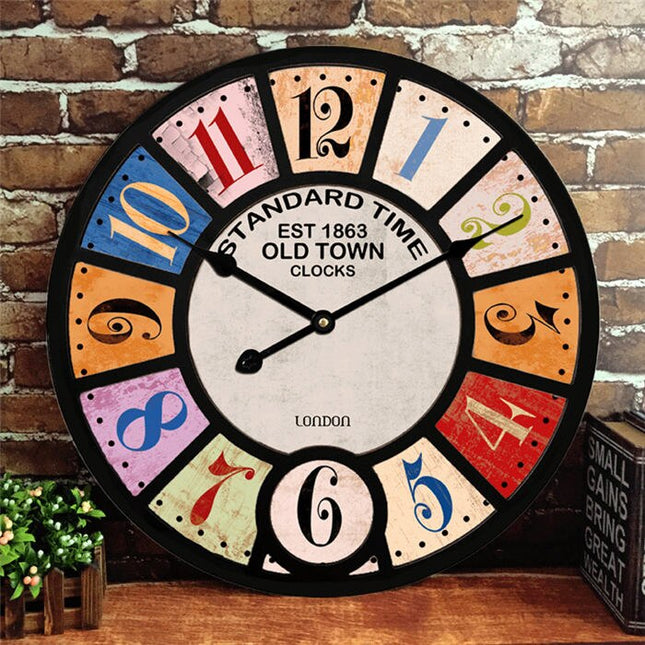 Stort vintage industrielt vægur 60 cm