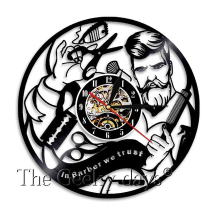 Barbershop vægur lavet af vinylplade