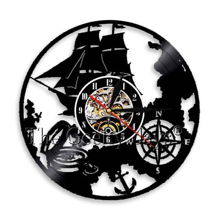 Maritimt vinyl-ur med anker motiv