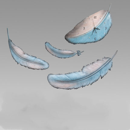 Dekorativt vægur formet som en fjer