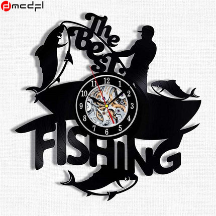 Unikt vinylplade ur til lystfisker