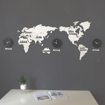 Stort verdenskort vægur med tidszoner