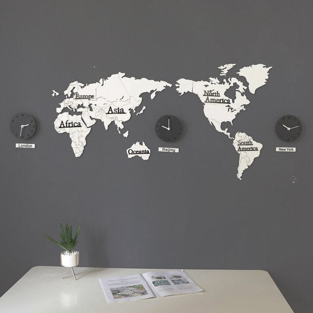 Stort verdenskort vægur med tidszoner