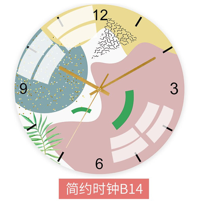 Farverigt vægur med abstrakt design