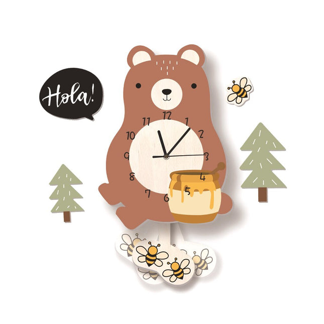 Dekorativt vægur til børn med flamingo