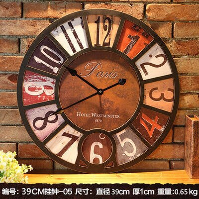 Vintage vægur med sommerfugl motiv