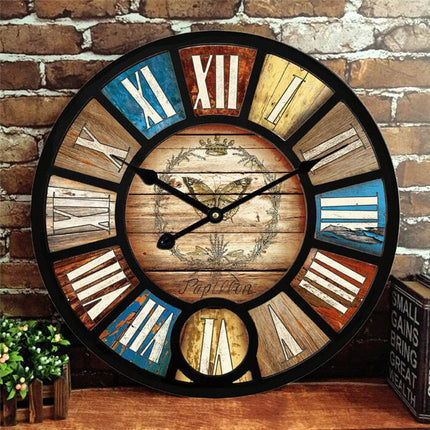 Stort vintage industrielt vægur 60 cm