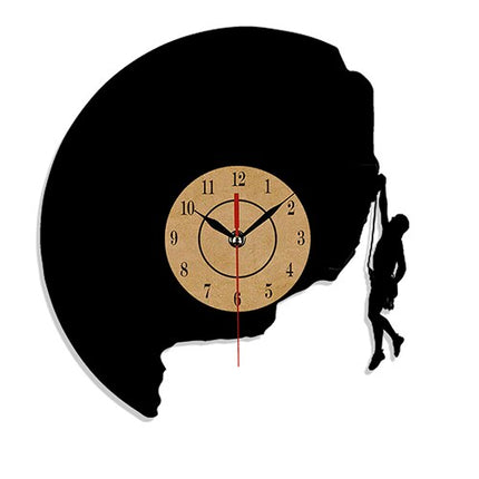 Vinyl ur med bjergklatring silhuet