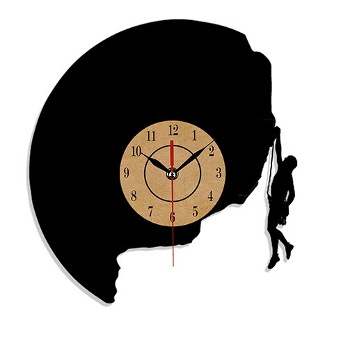 Vinyl ur med bjergklatring silhuet