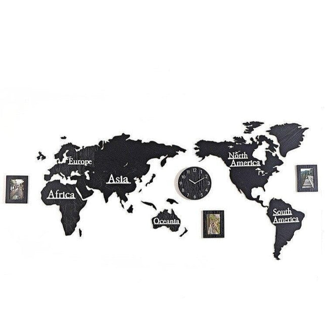 Verdenkort wallsticker ur til væggen