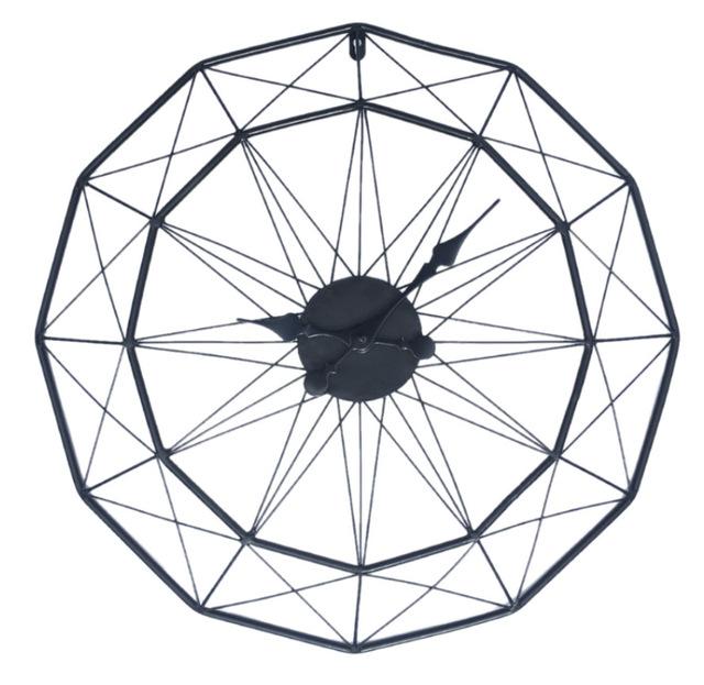 Geometrisk vægur i sort metaltråd