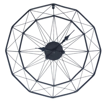Geometrisk vægur i sort metaltråd