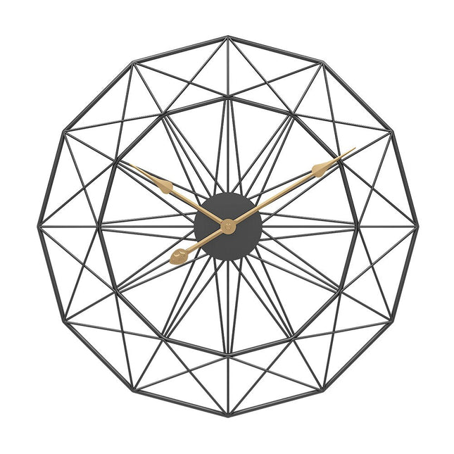 Stort geometrisk vægur i guldmetal