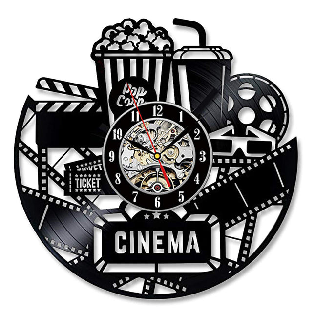 Vinylplade ur med biograf film tema