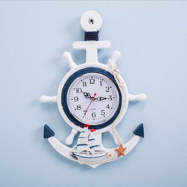 Maritimt vægur i træ anker design