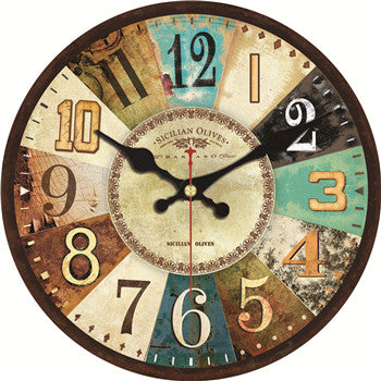 Retro vægur med farverigt design