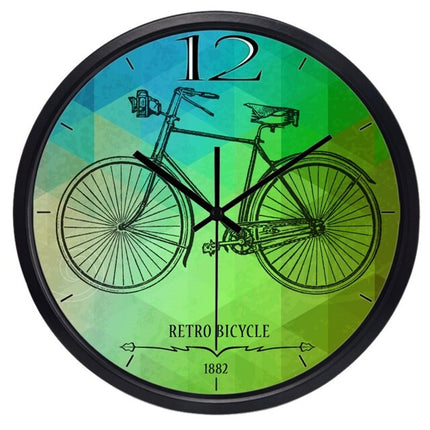 Retro vægur med grøn cykel illustration