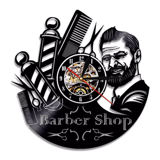 Vinylplade ur til barbershop frisør gave