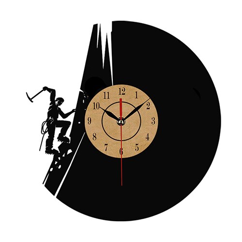 Vinyl ur med bjergklatring silhuet