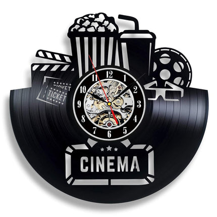 Vinylplade ur med biograf film tema