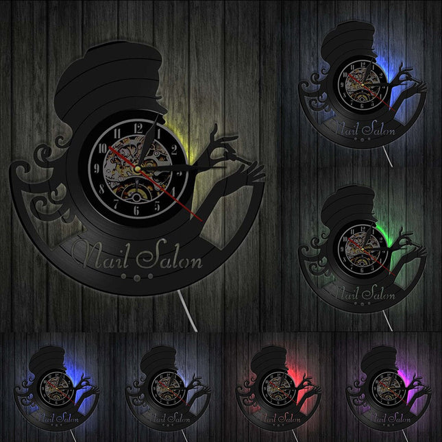 Vinylplade ur til neglesalon dekoration